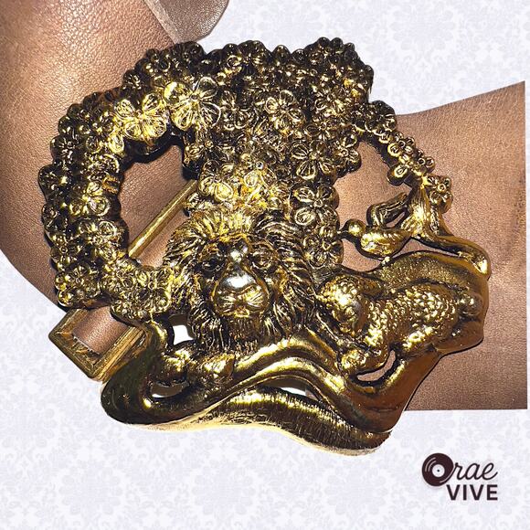 Vintage 1971 Buxton Genuine Leather "Lion and Lamb" Statement Belt - Picture 3 of 5